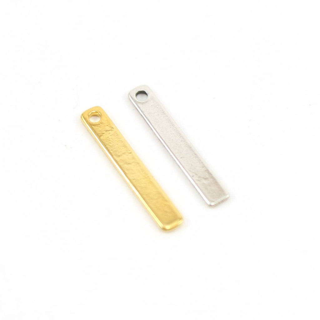Sterling Silver or Vermeil Flat Bar Charm Pendant with Hole