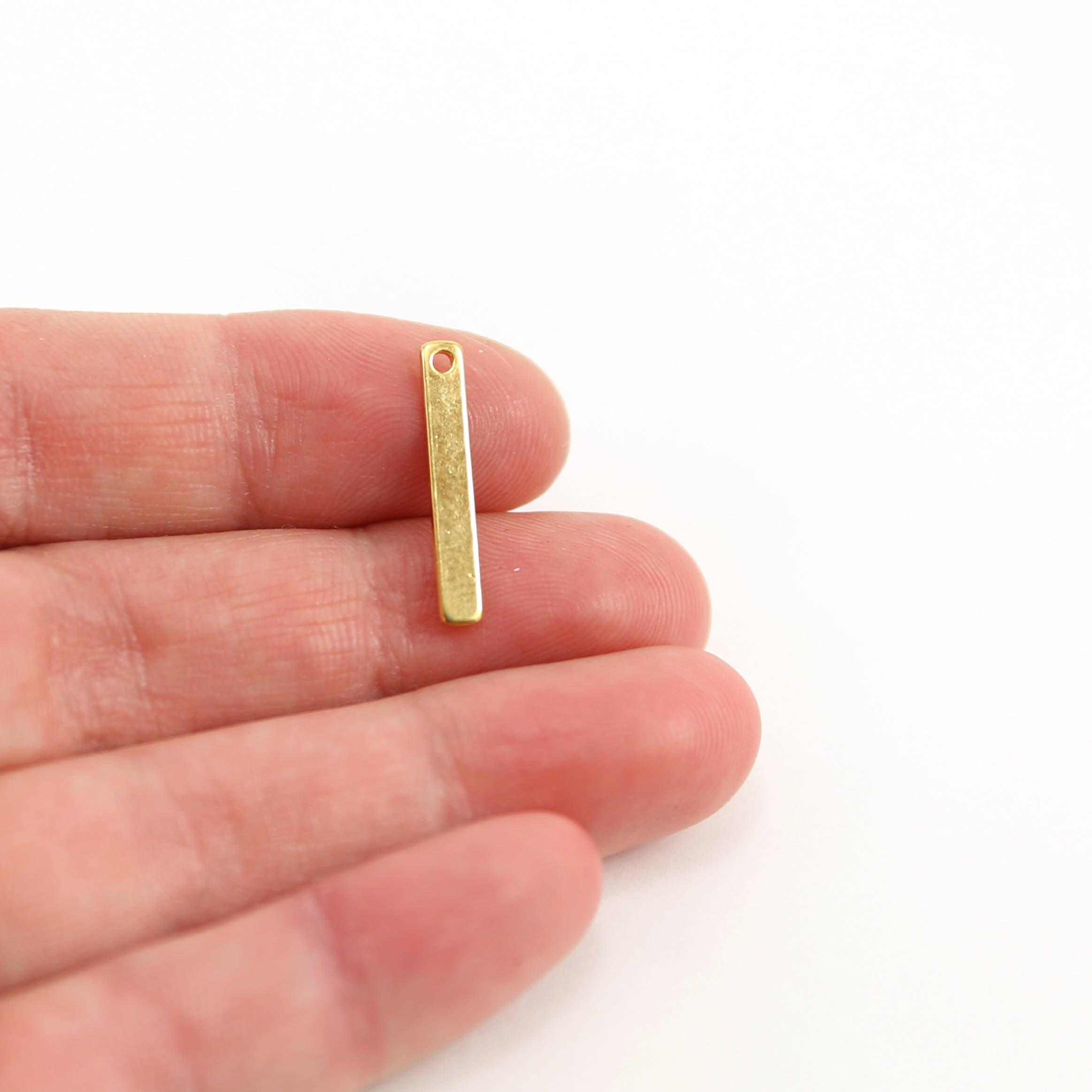 Sterling Silver or Vermeil Flat Bar Charm Pendant with Hole
