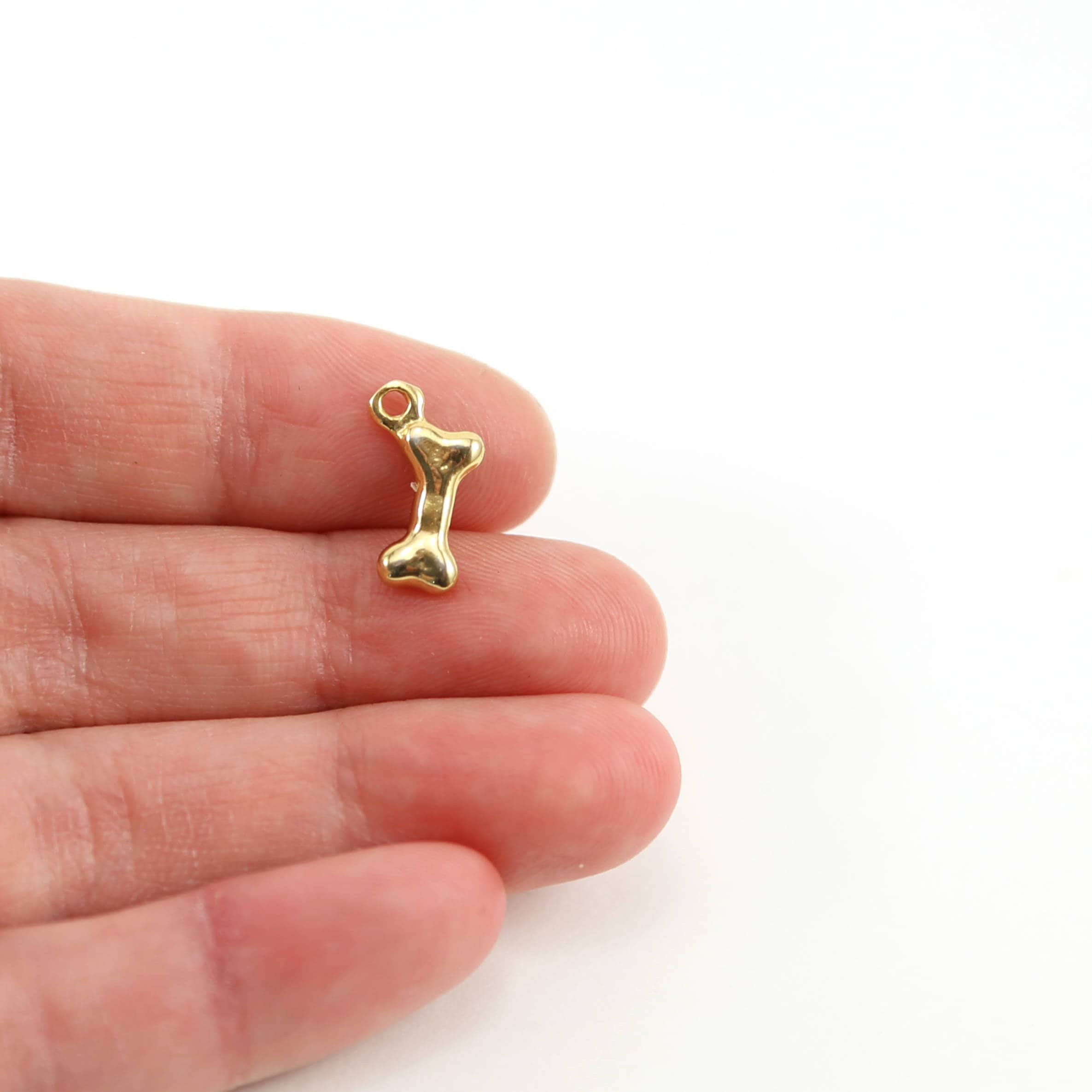 Sterling Silver or Vermeil Mini Dog Bone Charm in or Dog Lover Animal Pendant