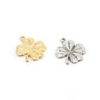 13mmx10mm Sterling Silver or Vermeil Detailed Four Leaf Clover Sideways