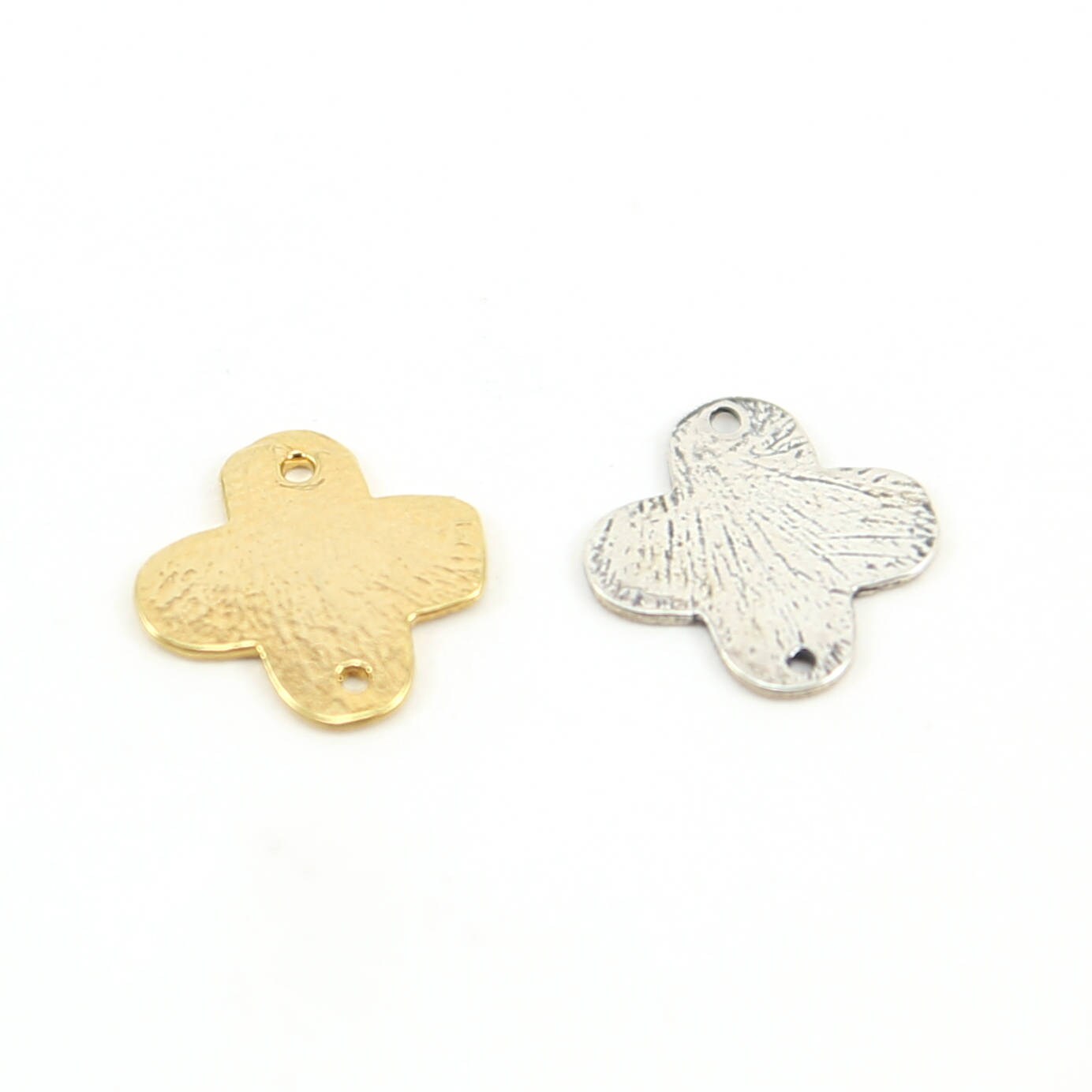 Sterling Silver or Vermeil Textured Brushed Four Leaf Clover Connector Modern