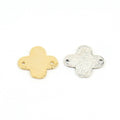 13mmx13mm Sterling Silver or Vermeil Textured Brushed Four Leaf Clover