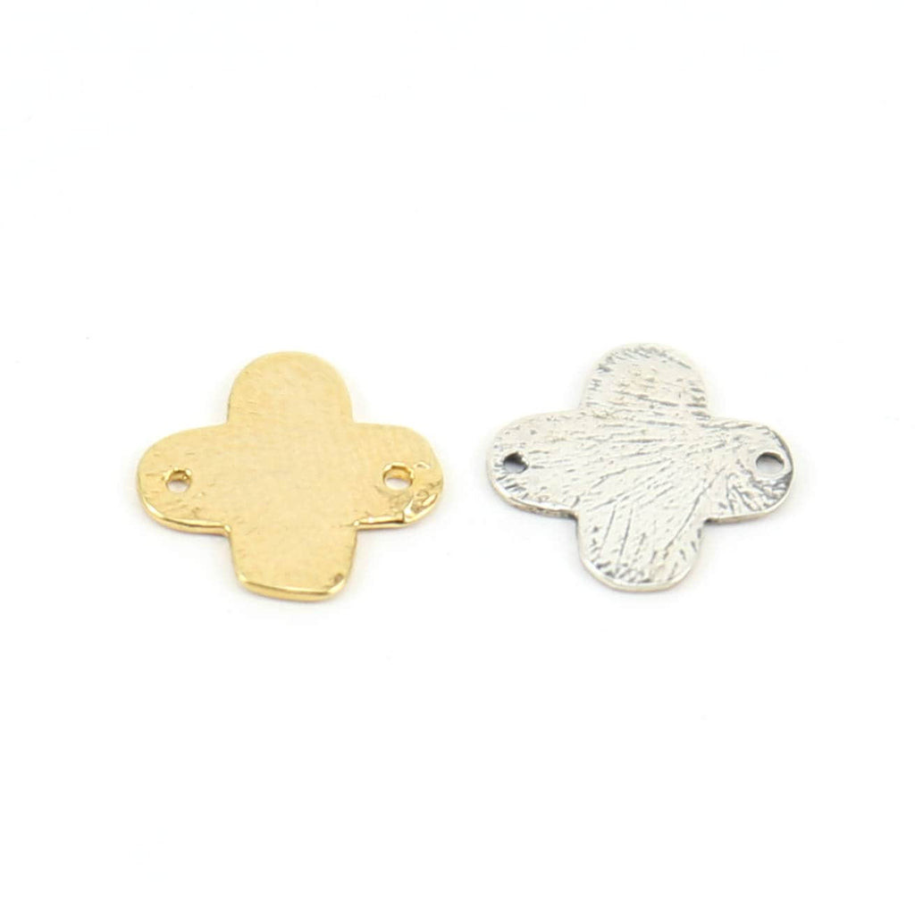 Sterling Silver or Vermeil Textured Brushed Four Leaf Clover Connector Modern