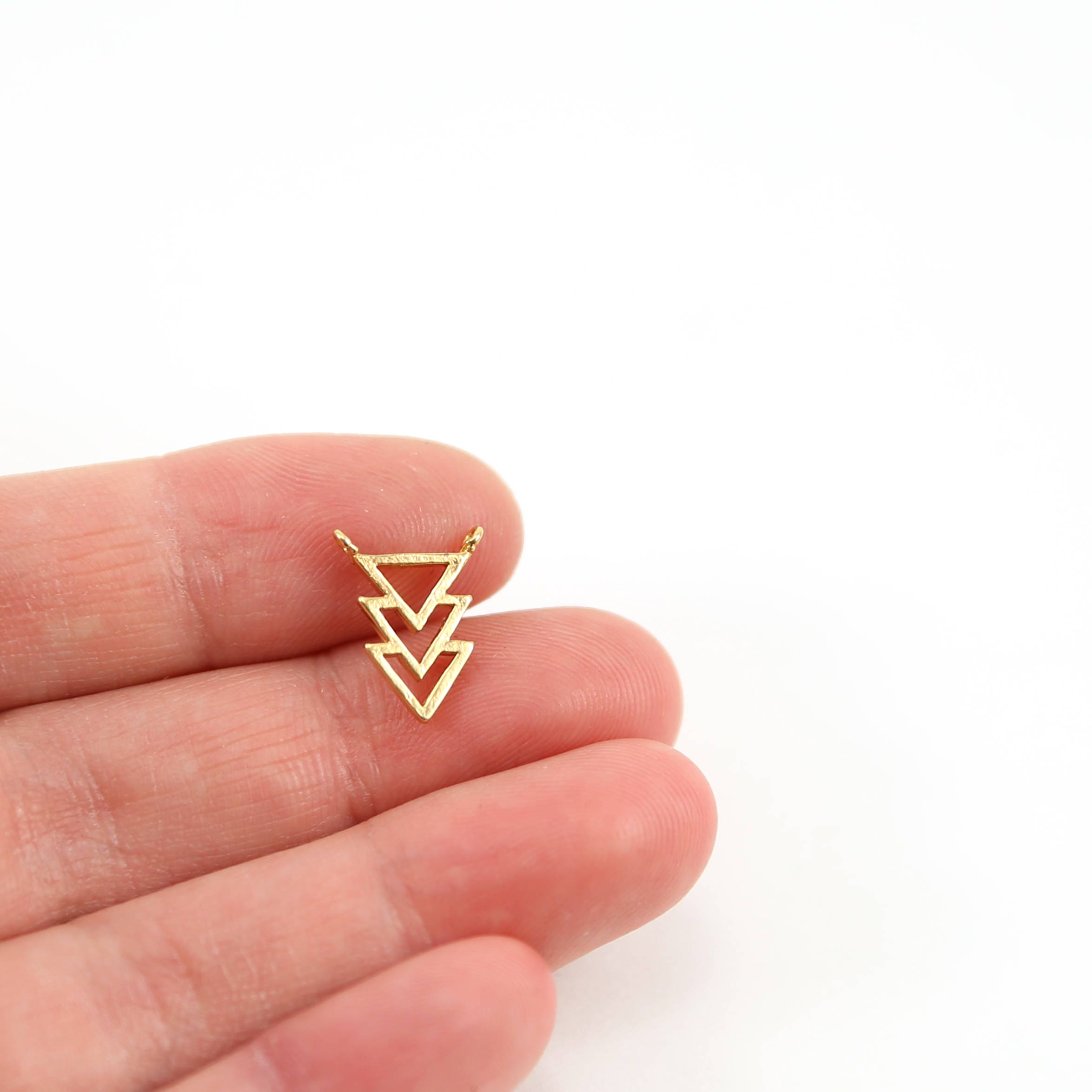 14mmx9mm Sterling Silver or Vermeil Three Layered Triangle Point Connector