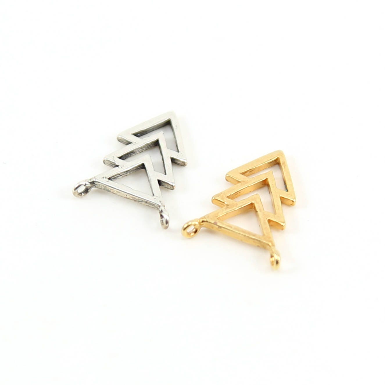 14mmx9mm Sterling Silver or Vermeil Three Layered Triangle Point Connector