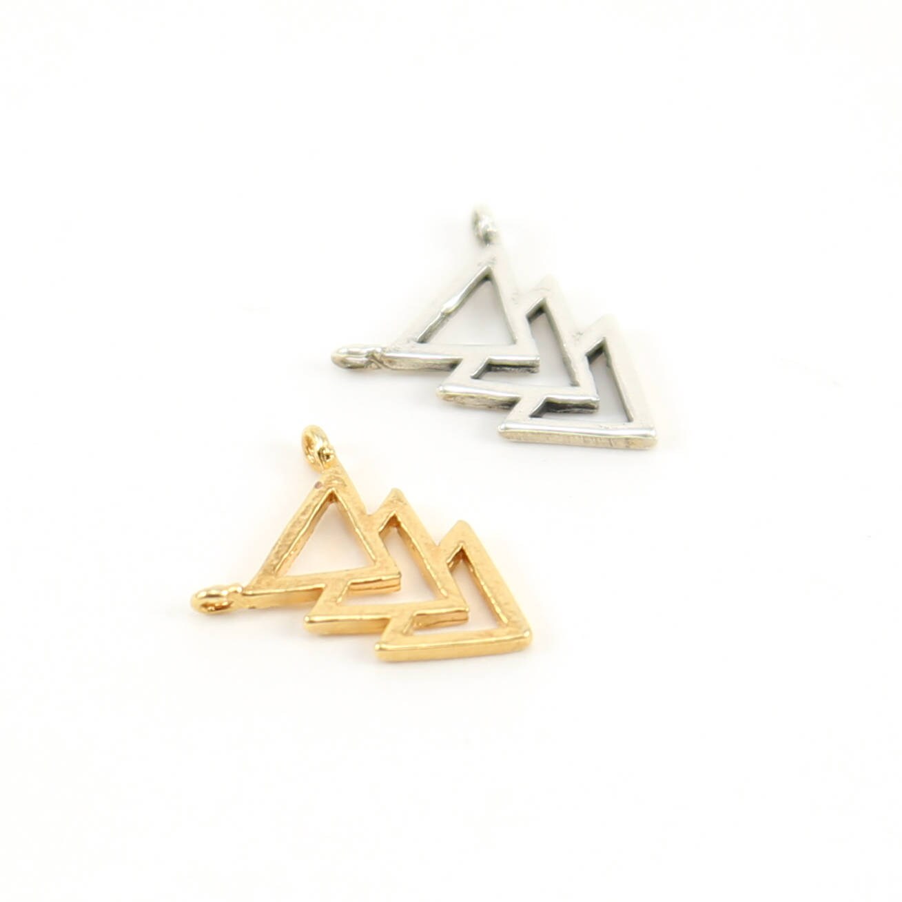 14mmx9mm Sterling Silver or Vermeil Three Layered Triangle Point Connector