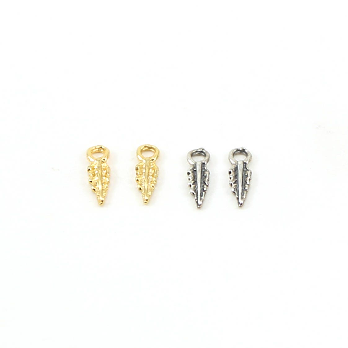 9mmx3mm Sterling Silver or Vermeil Teeny Tiny Leaf Charms Small Nature (2pc)