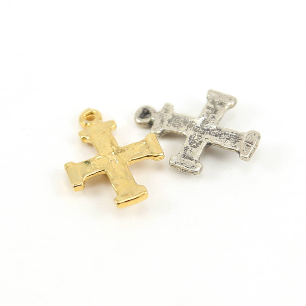 19mmx14mm Sterling Silver or Vermeil Cross with Tiny Heart Charm Pendant