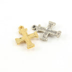 19mmx14mm Sterling Silver or Vermeil Cross with Tiny Heart Charm Pendant
