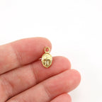 Sterling Silver or Vermeil Tiny Cross Thick Oval Charm in or Small Religious