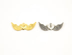 Sterling Silver or Vermeil Large Heart with Detailed Wing Charm