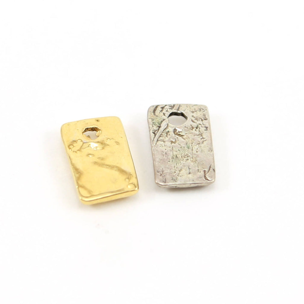 11mmx8mm Sterling Silver or Vermeil Raised Heart on Rectangle Tag Charm