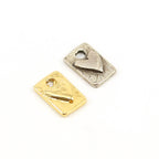 11mmx8mm Sterling Silver or Vermeil Raised Heart on Rectangle Tag Charm