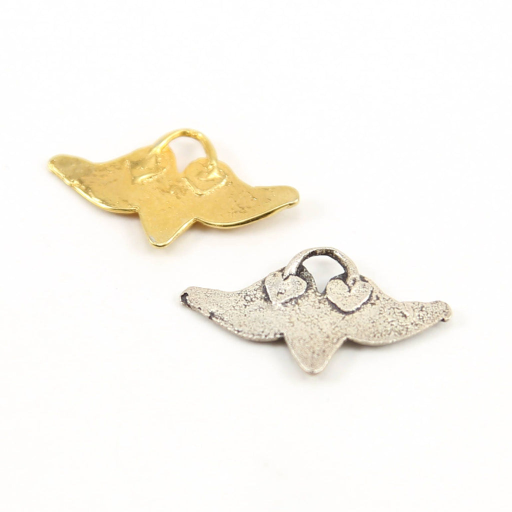 Sterling Silver or Vermeil Speckled Flying Heart with Wings Charm