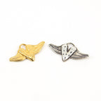 Sterling Silver or Vermeil Speckled Flying Heart with Wings Charm
