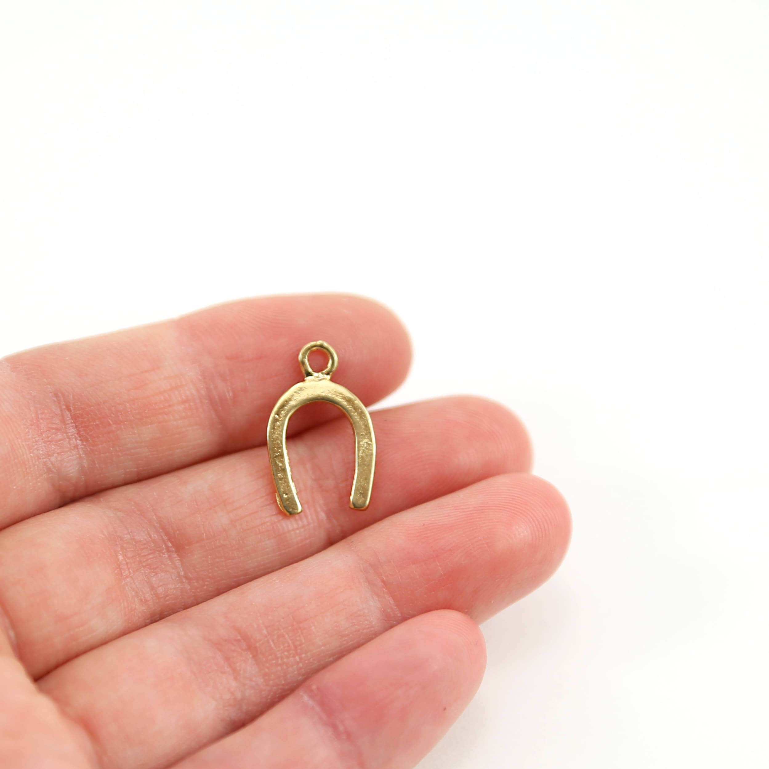 Sterling Silver or Vermeil Flat Horseshoe Good Luck Horse Lover Charm