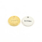 Sterling Silver or Vermeil Karma Stamped Round 10mm Circle Disk Charm