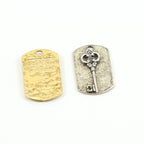 Sterling Silver or Vermeil Large Victorian Key Dog Dag Charm Pendant