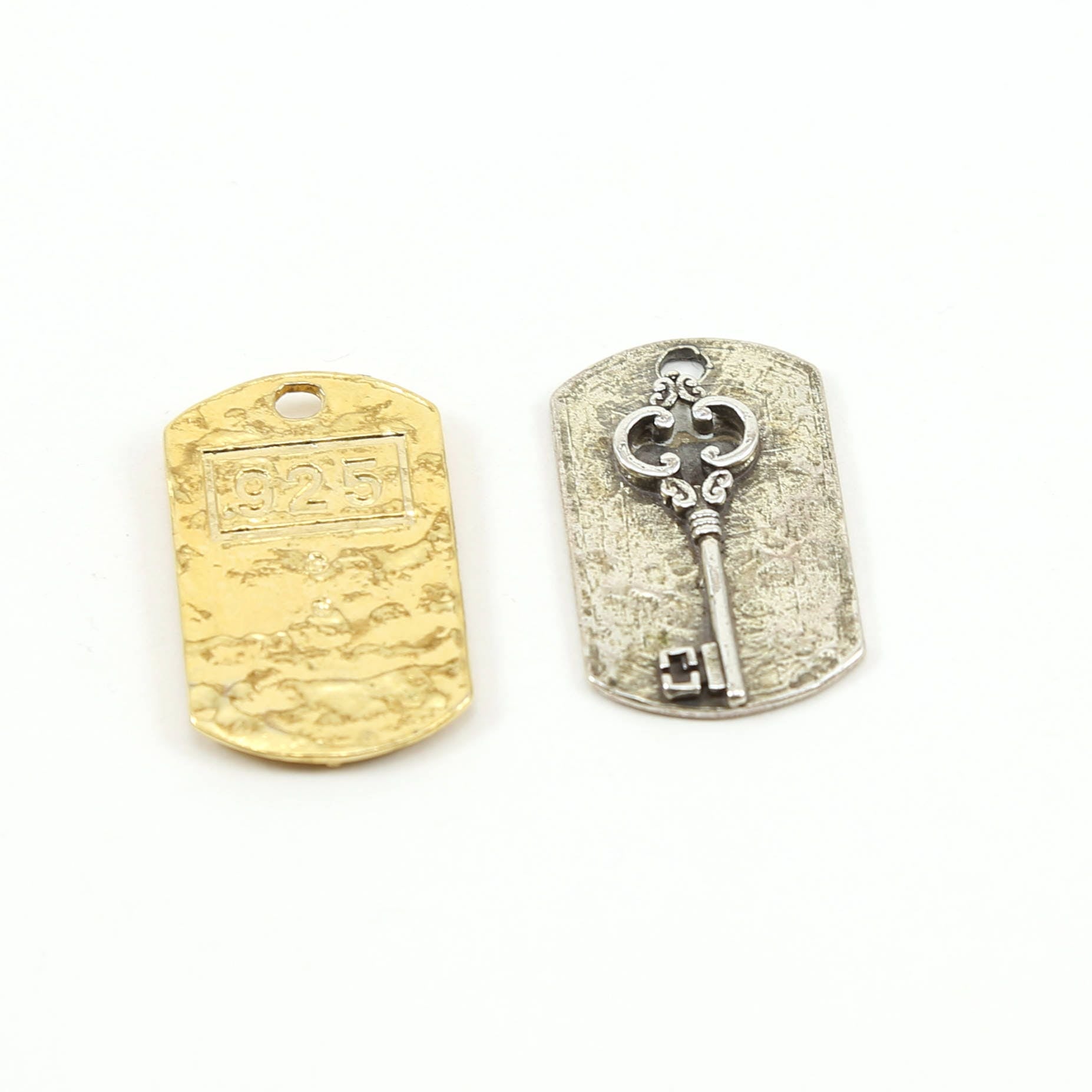 Sterling Silver or Vermeil Large Victorian Key Dog Dag Charm Pendant