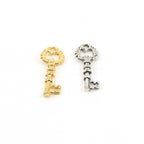 19mmx8mm Sterling Silver or Vermeil Small Detailed Skeleton Key Charm Rounded