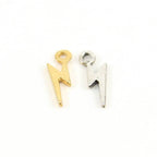 Sterling Silver or Vermeil Tiny Lightning Bolt Charm in or Storm Nature (2pc)
