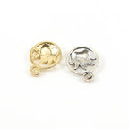 17mmx13mm Sterling Silver or Vermeil Lotus Outline in Round Circle Charm