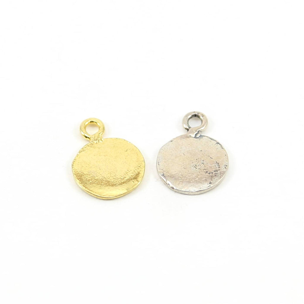 18mmx13mm Sterling Silver or Vermeil Stamped Lotus Charm on Small Round