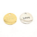 18mm Sterling Silver or Vermeil Large Double Sided Coin Stamped with Love