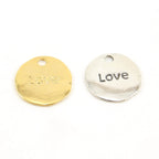 18mm Sterling Silver or Vermeil Large Double Sided Coin Stamped with Love
