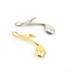 25mmx8mm Sterling Silver or Vermeil Large Musical Eighth Note Artist Singer