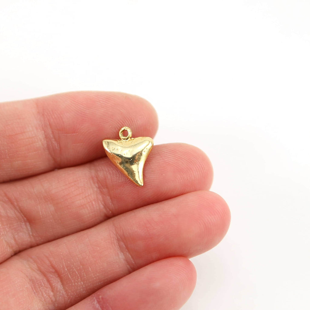 11mmx10mm Sterling Silver or Vermeil Smooth Shark Tooth Charm Pendant Ocean