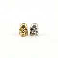 7mmx7mm Sterling Silver or Vermeil Detailed Skull Day of the Dead Bead Link