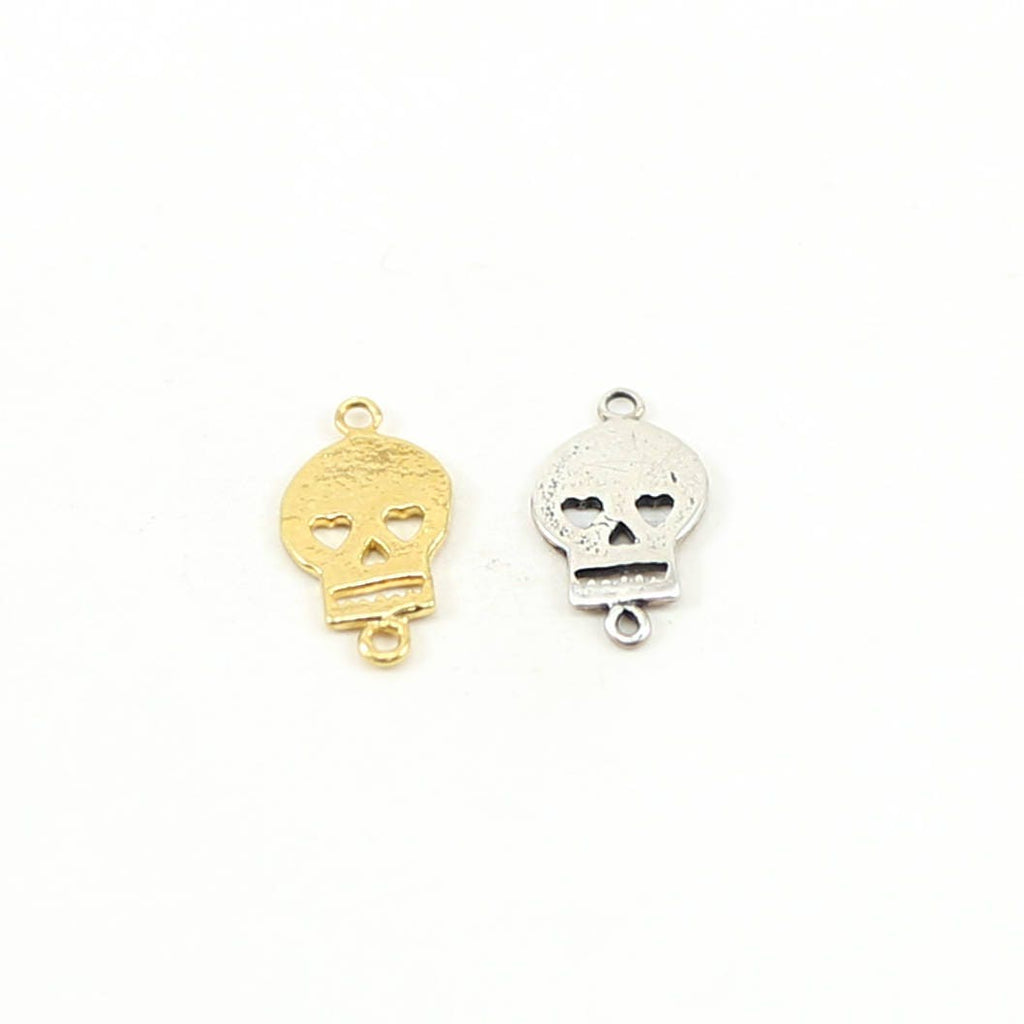 12mmx8mm Sterling Silver or Vermeil Flat Small Skull Connector Link Day