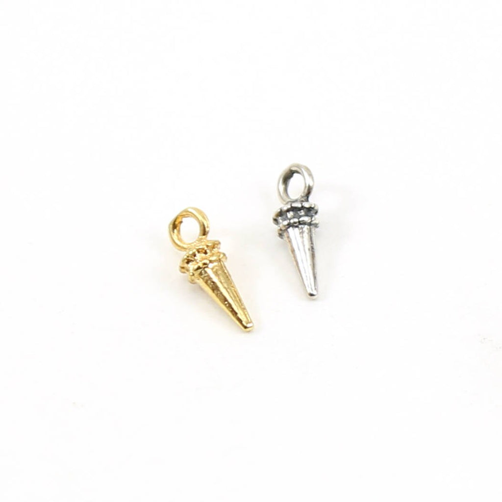 12mmx4mm Sterling Silver or Vermeil Tiny Small Spike Point Dagger with Beaded