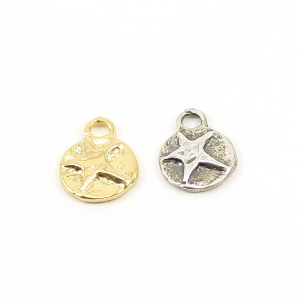 15mmx12mm Sterling Silver or Vermeil Celestial Star Coin Disk Charm