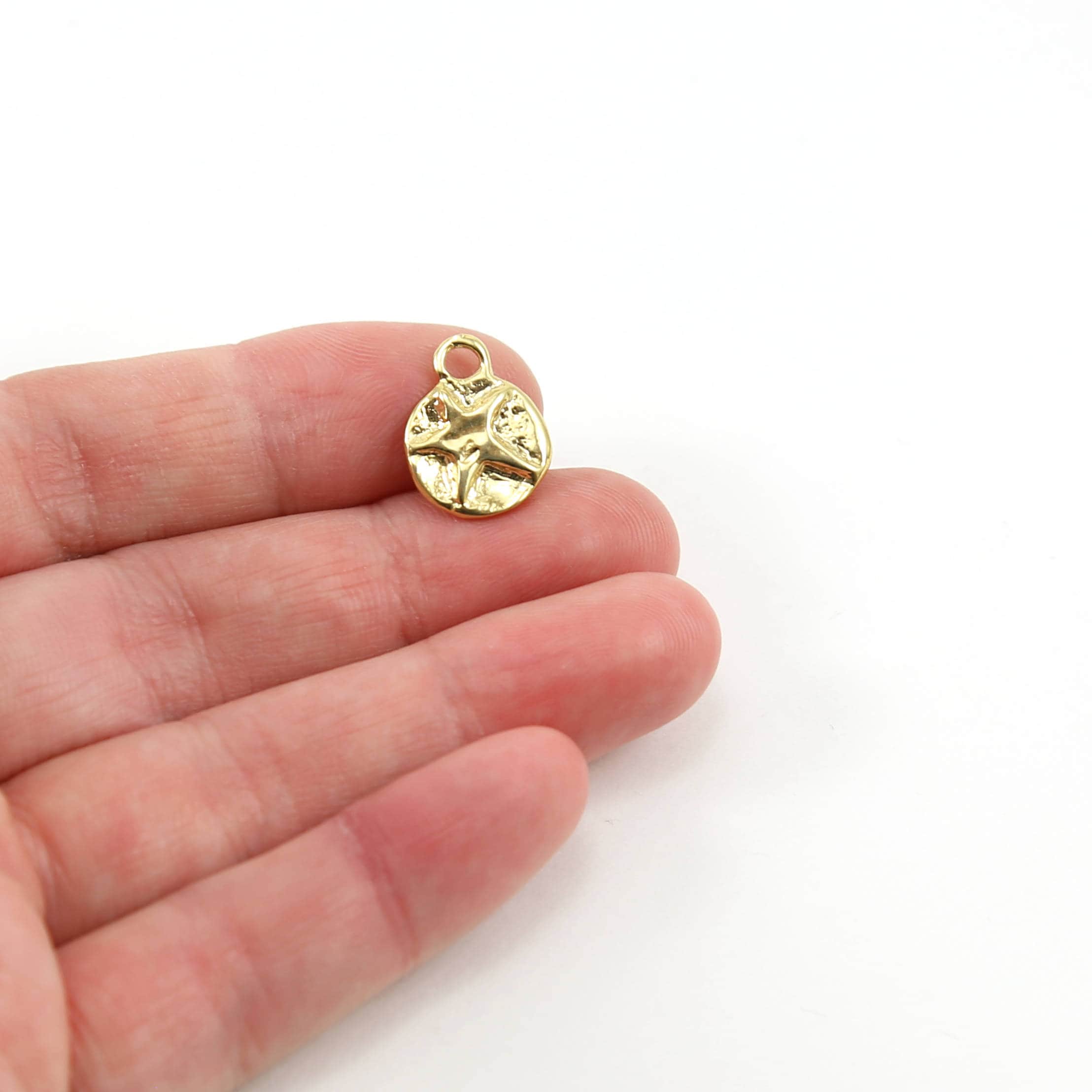 15mmx12mm Sterling Silver or Vermeil Celestial Star Coin Disk Charm