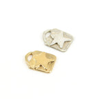 Sterling Silver or Vermeil Organic Star Square Tag with Large Loop – Antique Silver