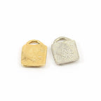 Sterling Silver or Vermeil Organic Star Square Tag with Large Loop – Antique Silver