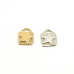Sterling Silver or Vermeil Organic Star Square Tag with Large Loop
