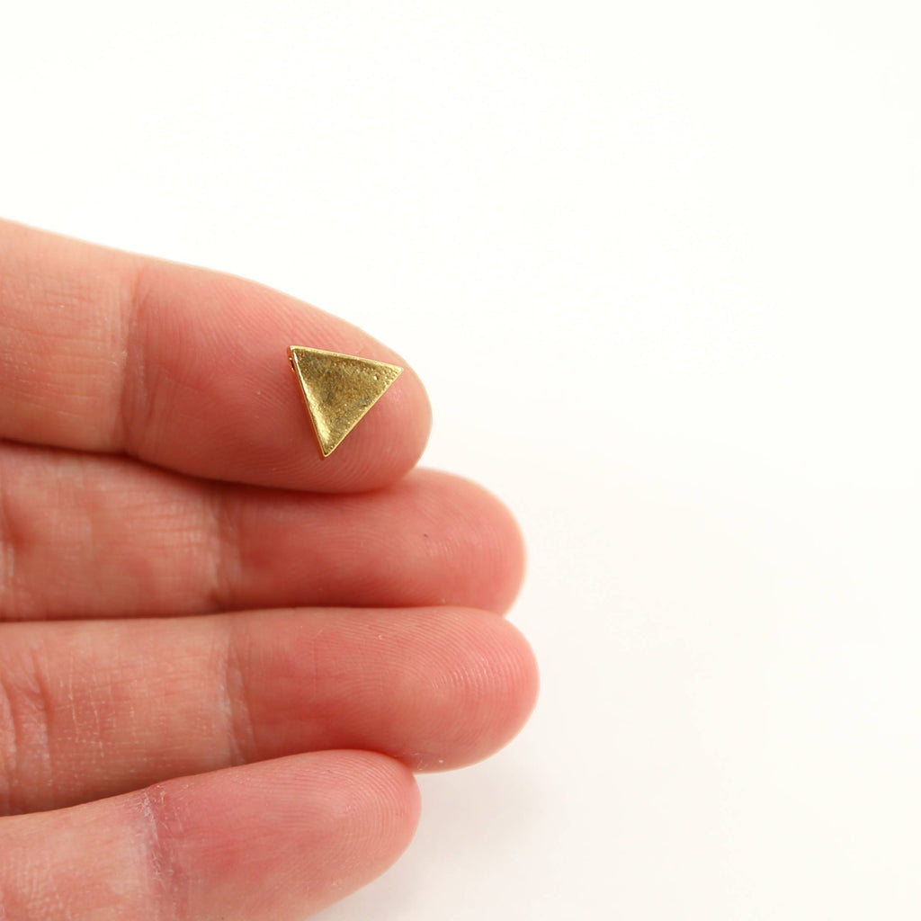 Sterling Silver or Vermeil Thick Triangle Bead Connector Piece for Necklace
