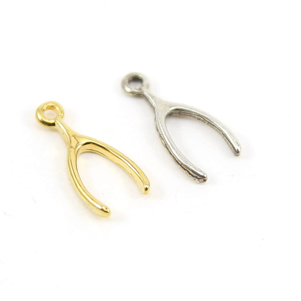 19mmx9mm Sterling Silver or Vermeil Narrow Wishbone Luck Charm Lucky