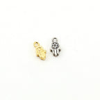 Sterling Silver or Vermeil Tiny Hamsa Charm with Star of David Stamped