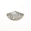 24mmx42mm Sterling Silver Ornate Fan Wrap Bracelet Button with Flower
