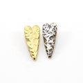 Sterling Silver or Vermeil Long Artisan Textured Hammered Heart Button
