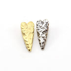 Sterling Silver or Vermeil Long Artisan Textured Hammered Heart Button