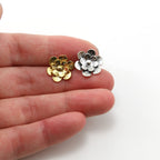 13mm Sterling Silver or Vermeil Layered Flower Daisy Button in or Shiny Wrap
