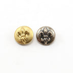 13mm Sterling Silver or Vermeil Round 3D Fleur De Lis Button in or Shiny Wrap