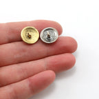 13mm Sterling Silver or Vermeil Round 3D Fleur De Lis Button in or Shiny Wrap