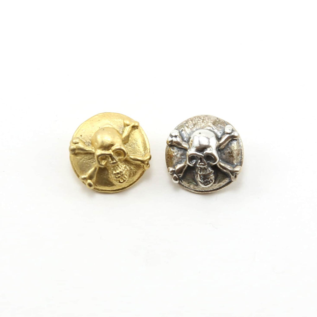 13mm Sterling Silver or Vermeil Pirate Skull and Cross Bones Button