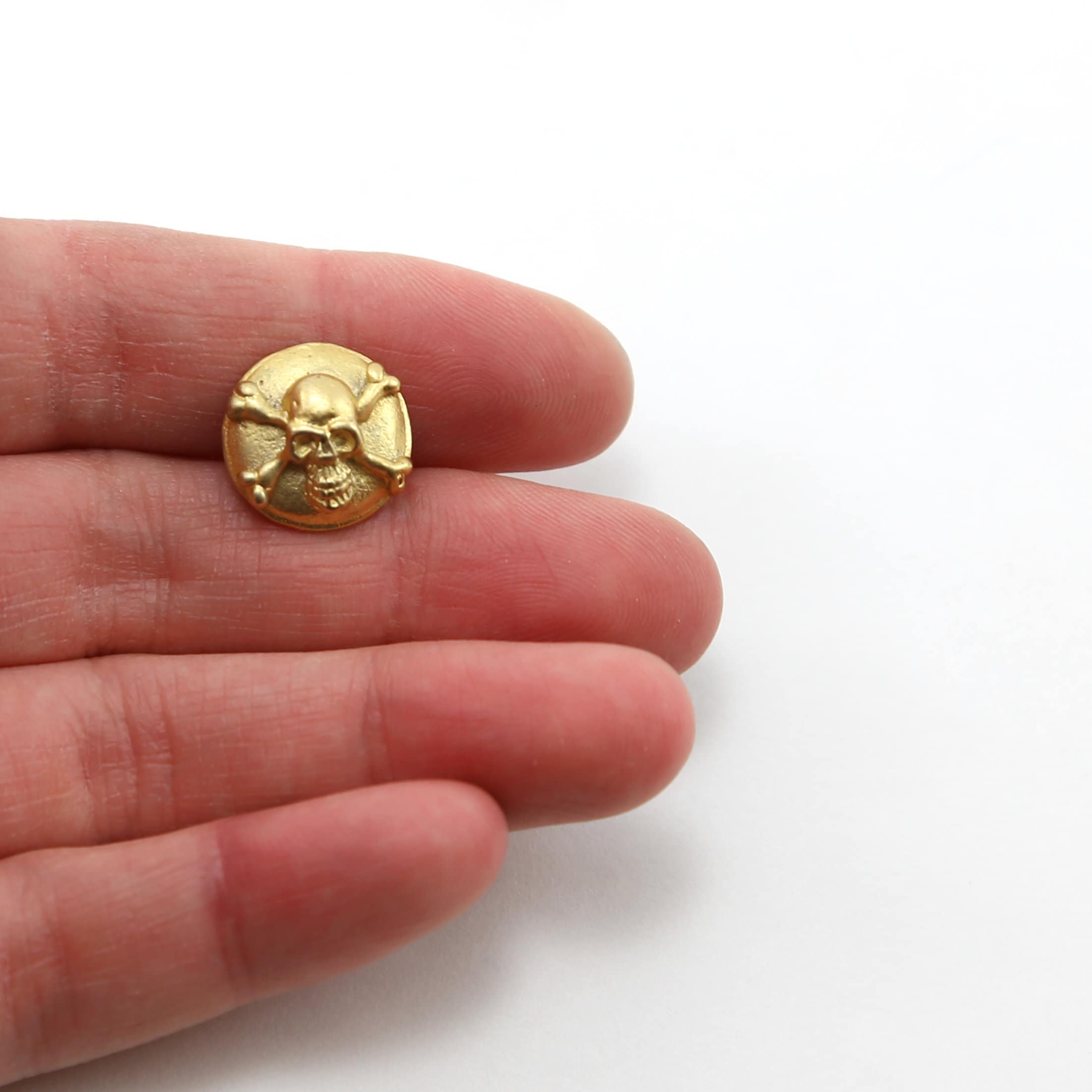 13mm Sterling Silver or Vermeil Pirate Skull and Cross Bones Button